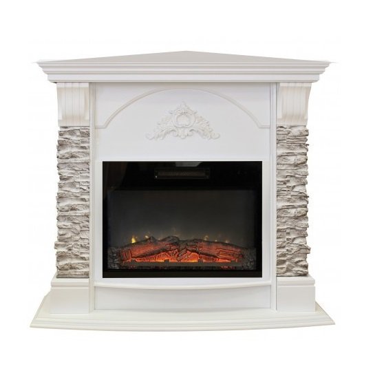 Каминокомплект RealFlame Athena Corner GR STD/EUG/24 WT с очагом Kendal 24