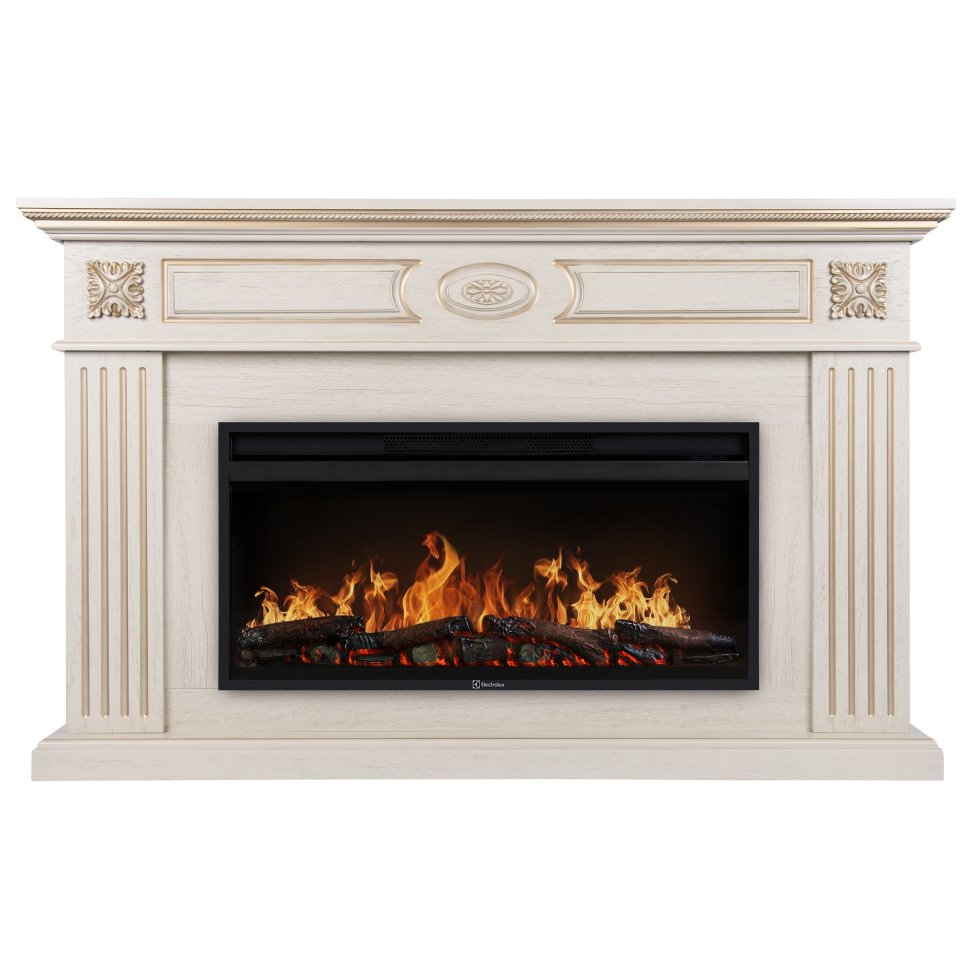 Каминокомплект Electrolux EFP/P-3620LS портал Siena 42/40/36 сл. кость с зол. патиной