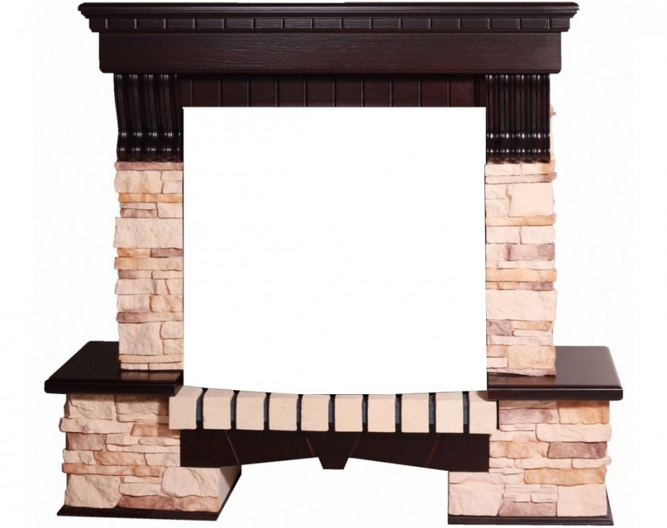 Портал Interflame Экстер Альпина темный дуб под очаг Panoramic 25-30 3D