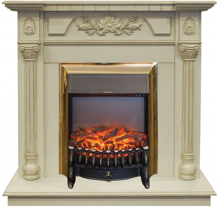Каминокомплект RealFlame Dacota STD/EUG WT с очагом Fobos Lux Brass S