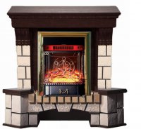 Каминокомплект Interflame Экстер темный дуб угловой с очагом Majestic FX M Brass