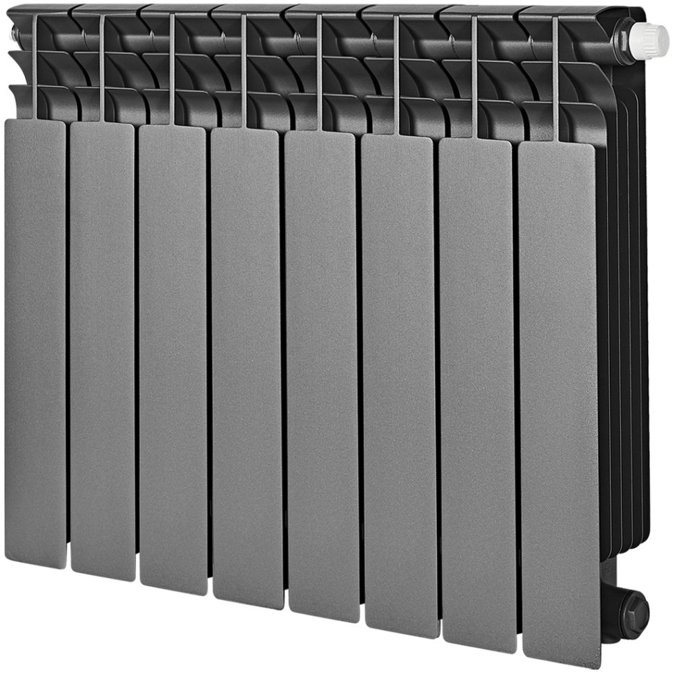 Биметаллический радиатор отопления Stout Titan Ventil 500 8 секций графит RAL 7024
