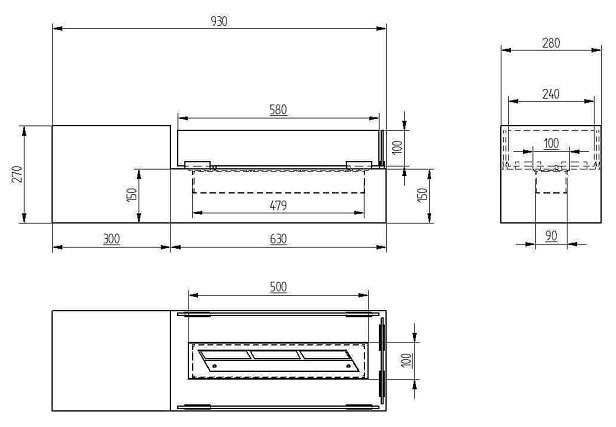 Биокамин напольный Zefire Podium 900