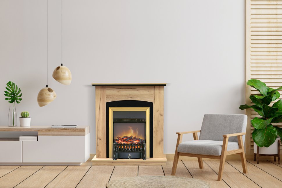 Каминокомплект Royal Flame Barcelona (Разборный) Дуб галифакс c очагом Fobos FX M Brass
