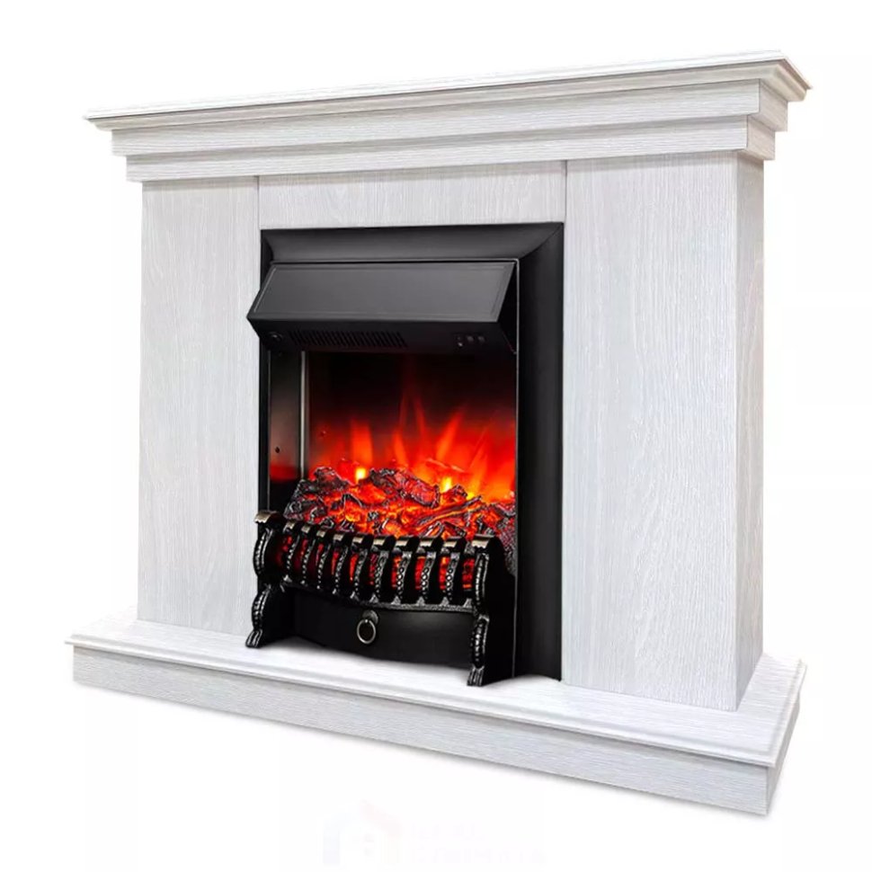 Каминокомплект Хорошие Камины Марс с очагом RealFlame Fobos Lux Black белое дерево