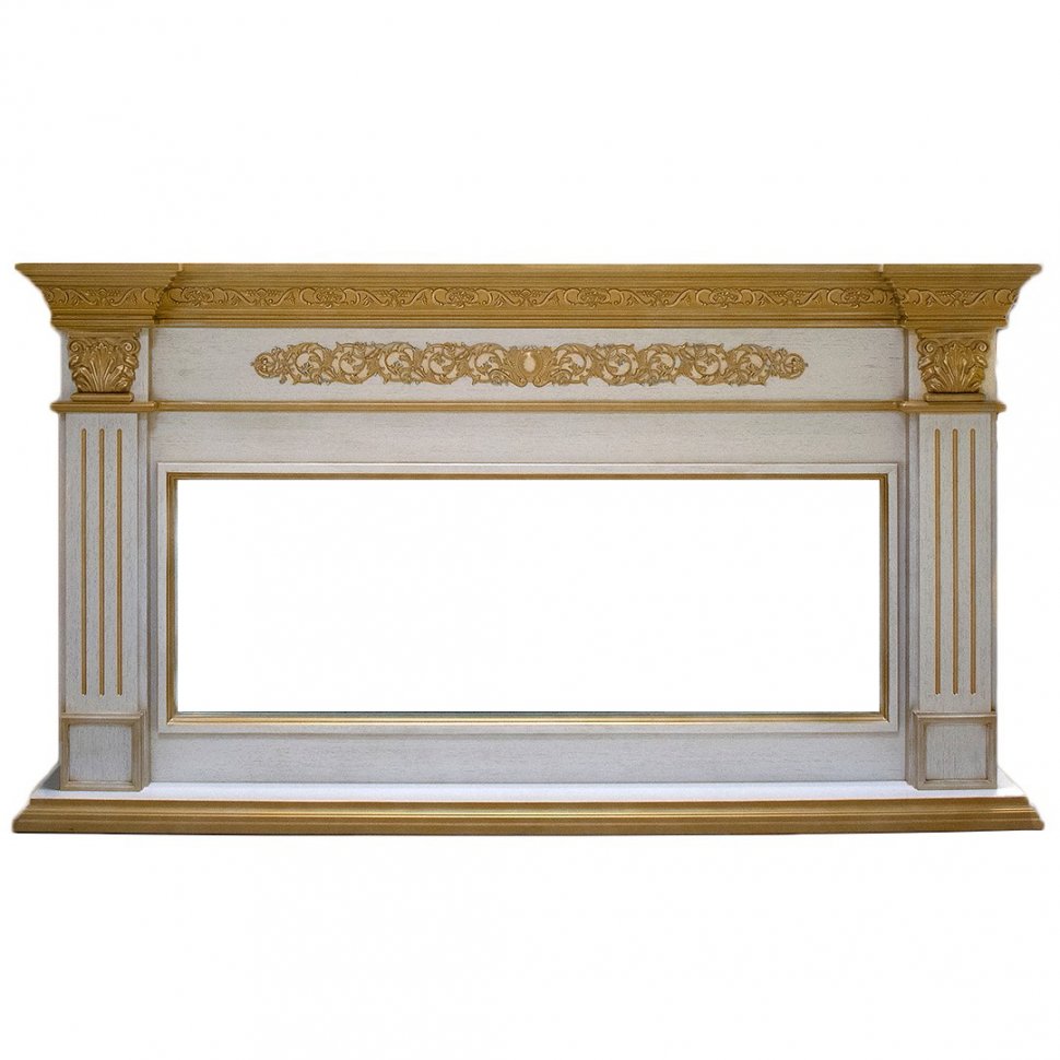 Портал Interflame Елизавета белый с золотой патиной под очаг FreeSpace 50 LED FX QZ