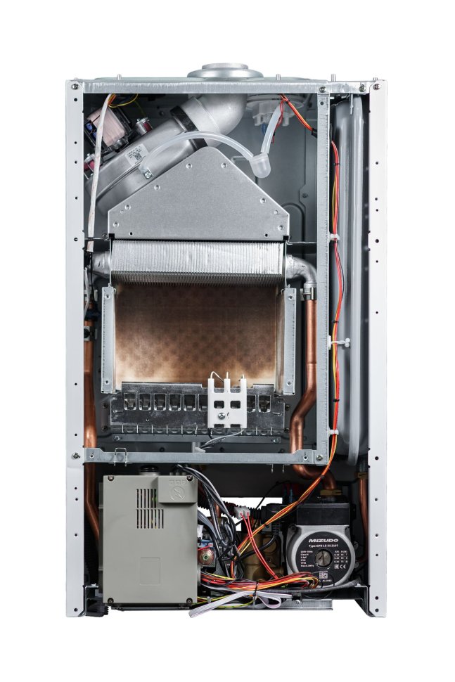 Настенный газовый котел MIZUDO MAESTRO GEM M24Т c шиной OpenTherm стеклянная панель белая