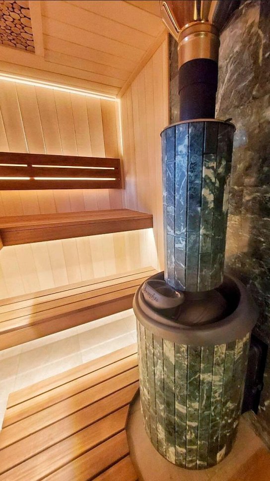 Печь банная PROMetall Атмосфера XL в ламелях Талькохлорит наборный рисунок