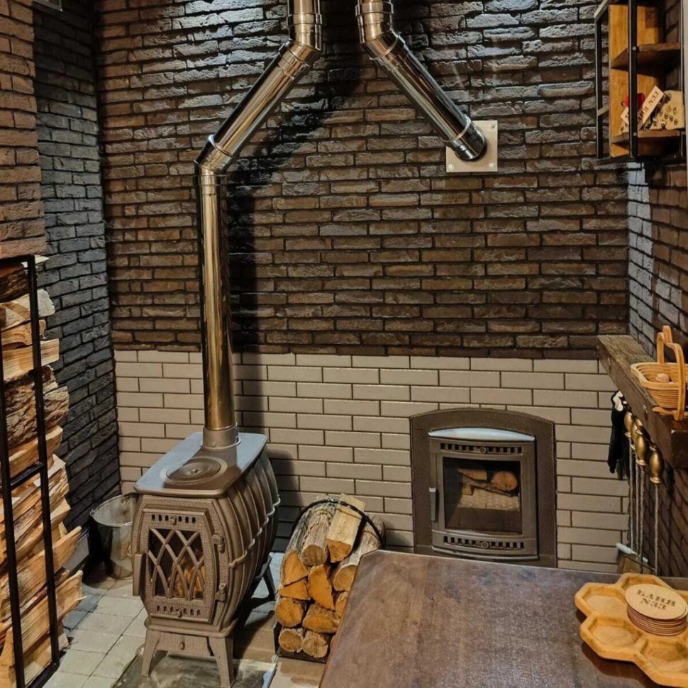 Печь-камин отопительно-варочная PROMetall Бахта черная