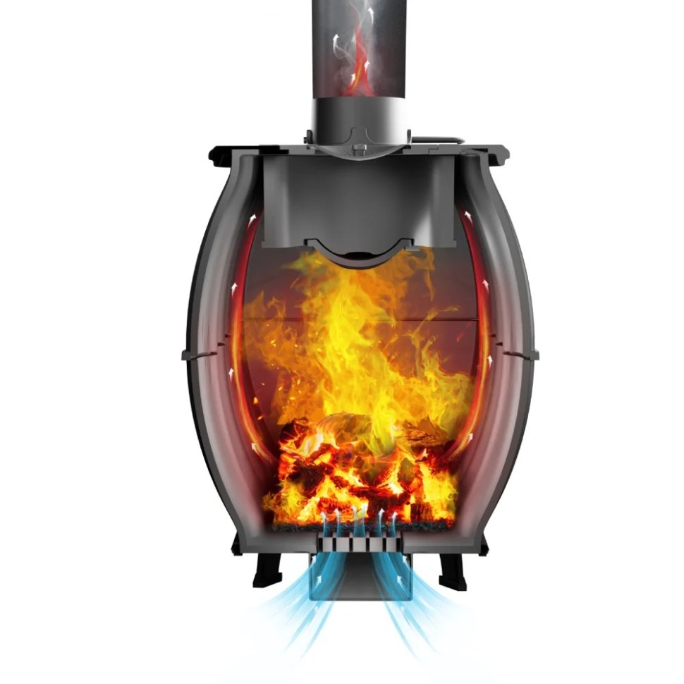 Печь-камин отопительно-варочная PROMetall Бахта черная