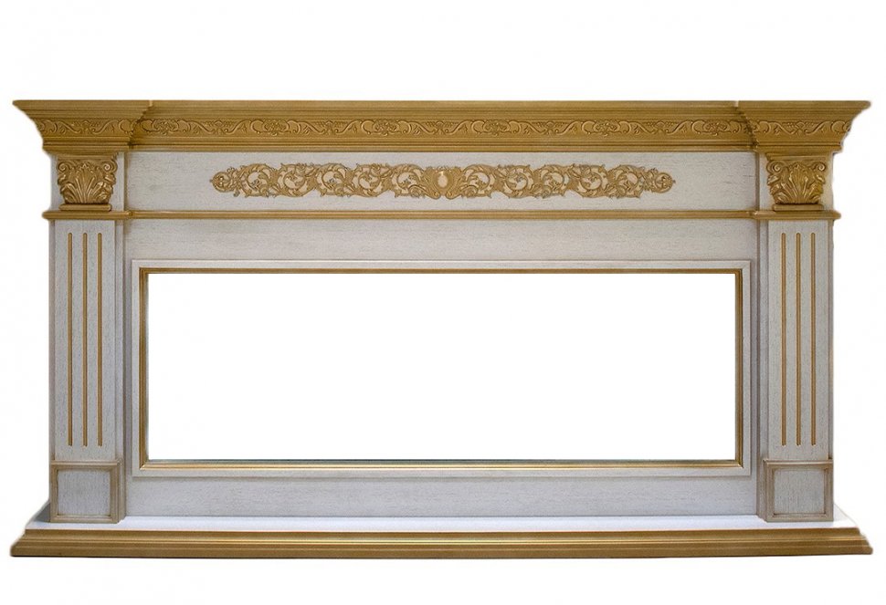 Портал Interflame Елизавета белый с золотой патиной под очаг FreeSpace 60 LED FX QZ