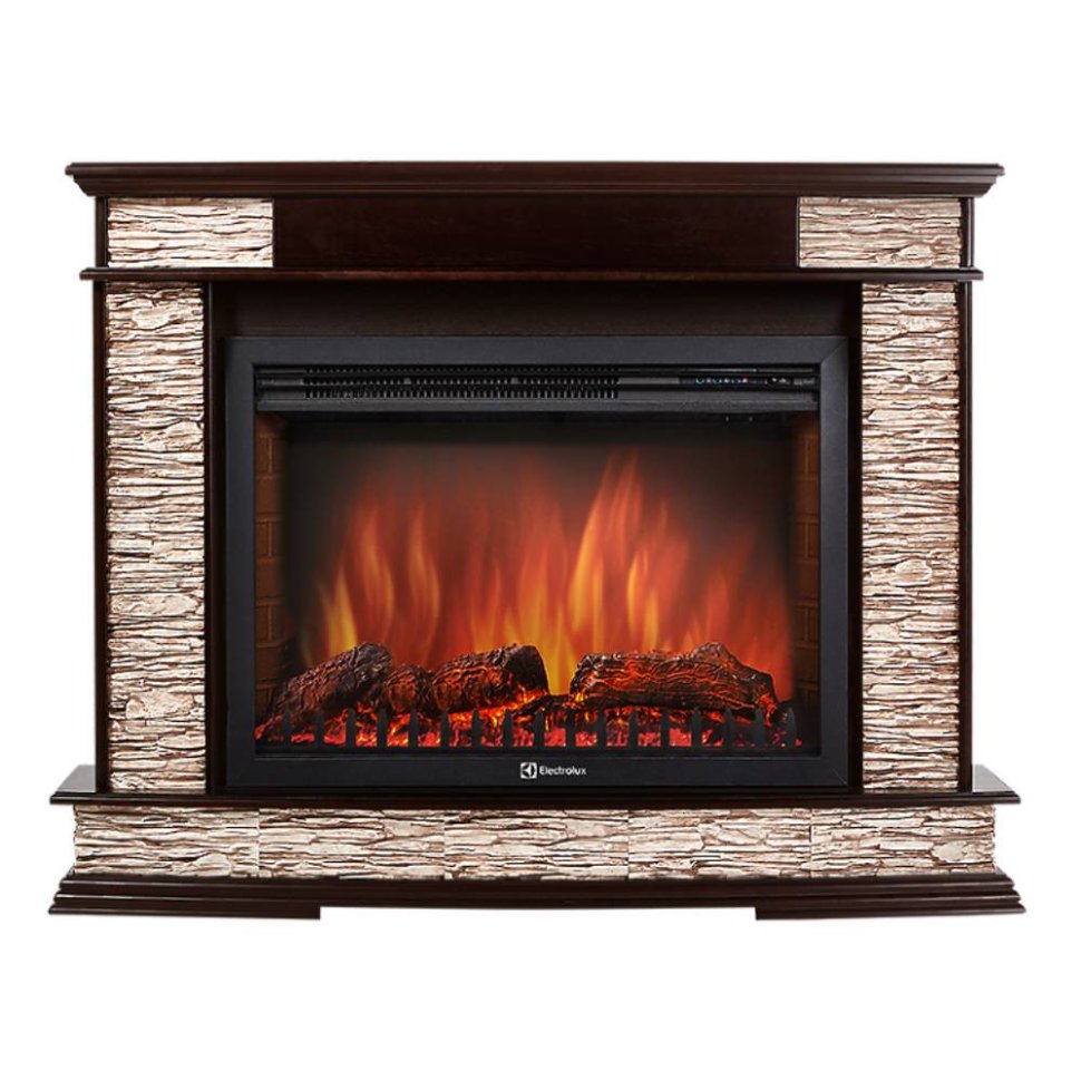 Каминокомплект Firelight Scala 25 с очагом Electrolux EFP/P-2520LS сланец скалистый бурый/шпон тёмный дуб