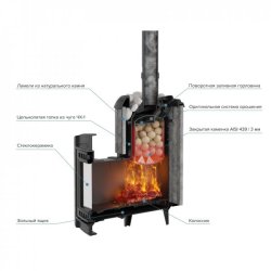 Печь банная PROMetall Атмосфера L Окаменевшее дерево ламель+сетка с тоннелем