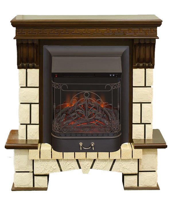 Каминокомплект RealFlame Stone new STD/EUG AO (DN) с очагом Majestic s Lux Black/Brass