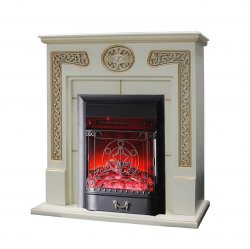 Каминокомплект Interflame Спенсер с очагом Majestic FX M Black бежевый с золотой патиной